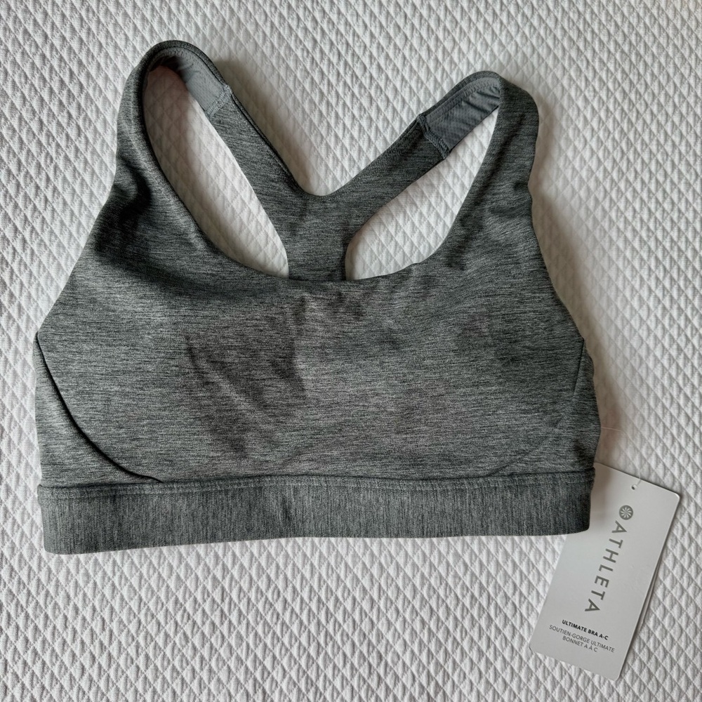 Athleta Women’s Ultimate Bra A-C Racerback Sports Heathered Gray  Size XS - Picture 7 of 8